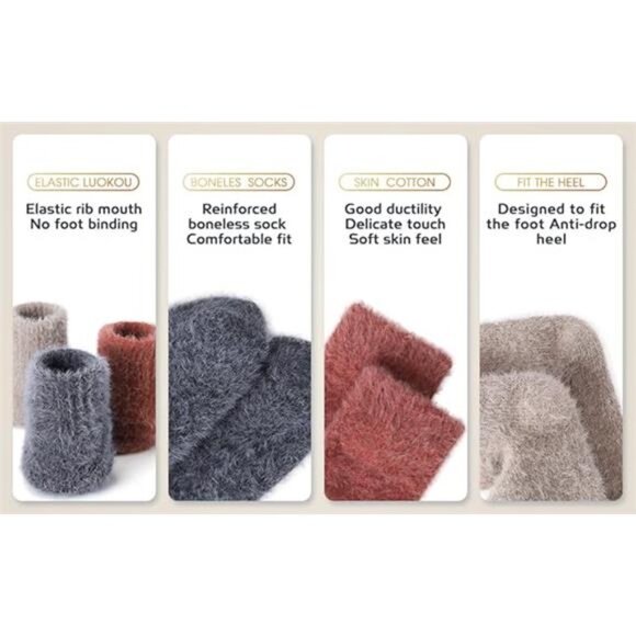 New 5 Pairs Fuzzy Soft Cozy Comfortable Socks for Women, Casual Sleep Comfy Sock - Picture 5 of 6